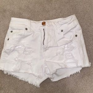 American Eagle White Ripped Jean Shorts